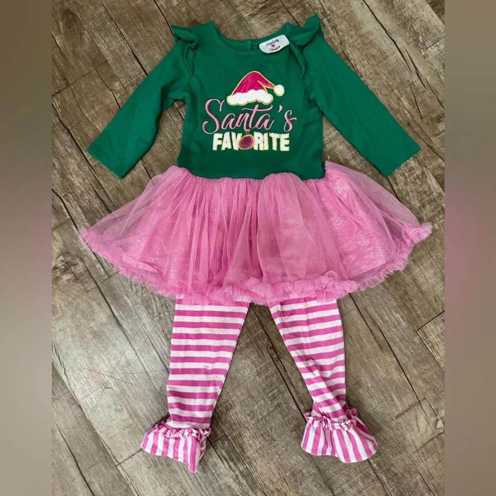 Counting Daisies Toddler Holiday‎ “Santa’s Favorite” Tutu Set – Size 2T